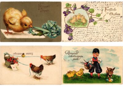 OSTERGRÜSSE Inkl. GEPRÄGTE 48 Vintage Postkarten (L3554)