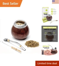 Eco-Friendly Yerba Mate Set - Includes Gourd, Bombilla Straw & Cleaning Brush