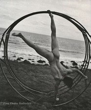 1990s Vintage BRUCE WEBER Beach Male Nude Gymnast In Cyr Wheel Photo Art 16X20