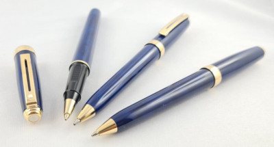 Sheaffer Prelude SET of 3 pens, marble blue Rollerball, Ballpoint pen, Pencil