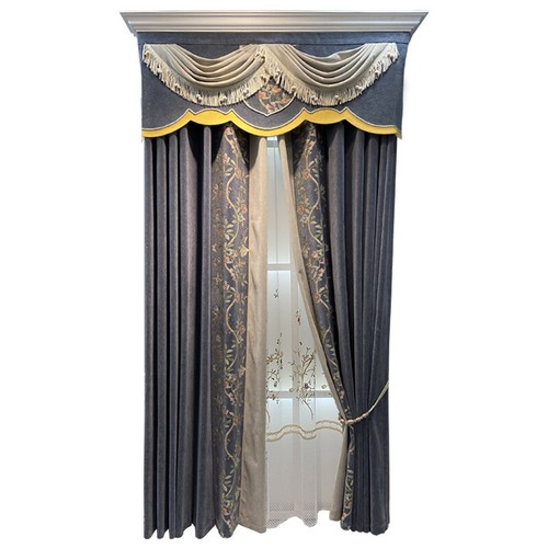 modern luxury pastoral Chenille jacquard blue cloth valance curtain drape C1940 - Picture 7 of 12