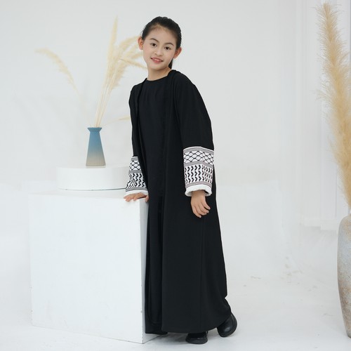 Vestido Cárdigan Abaya Abierto Bordado Dubai Niño Niñas Bata Musulmana Suelto Informal - Imagen 18 de 60