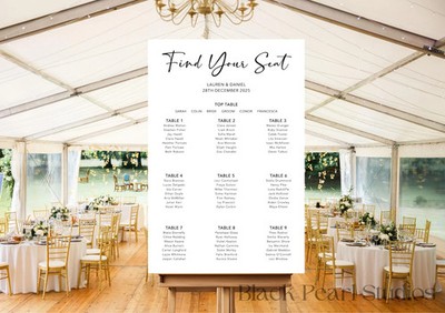 Sitzplan Hochzeitstisch, minimalistisch personalisiert Hochzeit Sitzplan