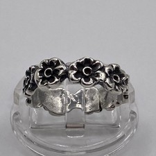 Vintage Sterling Silver Flower Blossom Band Ring 7