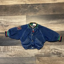 Vintage Little Levi s Baby 18 Mo. Denim Jacket Rainbow Striped Patch EUC