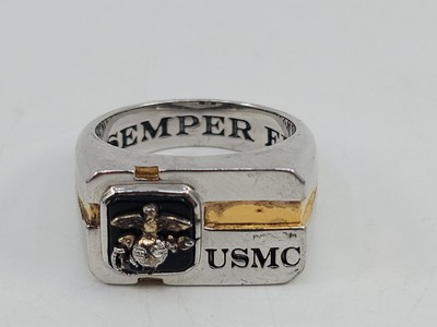 USMC Marine Corps Mens Ring Semper Fi Inside Band EGA Eagle Globe ...
