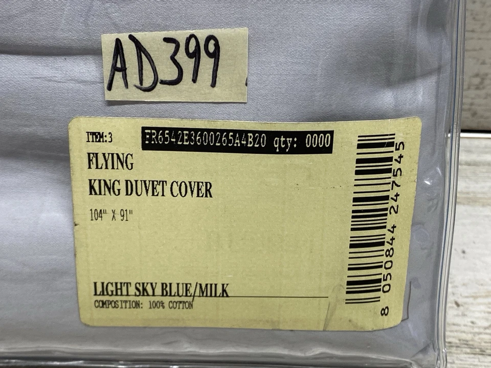 Frette Flying King Duvet Cover White / Light Sky Blue Color New - Image 4 of 4