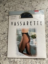 Vintage Vassarette  Hi Cut Pantyhose Hosiery Sticky Navy Long Floral Lace