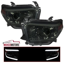 Smoke Projector LED Tube Headlights Fits 2014-2021 Toyota Tundra Lamp Left+Right