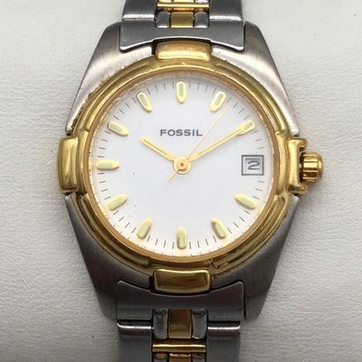 Fossil Womens Watch 27mm Two Tone Bracelet ES-8597 Date New Battery 6''