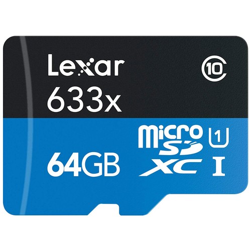 Lexar High-Performance 633x 64GB MicroSDHC UHS-I Memory Card + SD Adapter Bundle - Zdjęcie 3 z 7