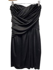 Express Y2K Black Strapless Ruched Stretch Bodycon Dress