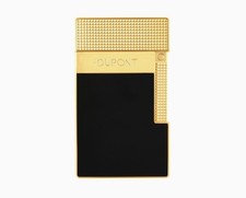 S.T. DUPONT Tischfeuerzeug Doppelflamme Gold Lackiert Schwarz T20100