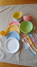 fisher price pastel dishes and bowls and tableware