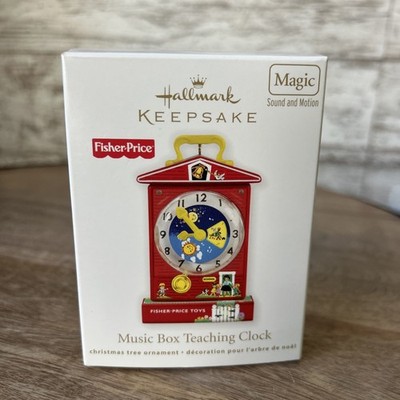 Fisher Price Music Box Teaching Clock 2011 Hallmark ornament WORKS FREE SHIP