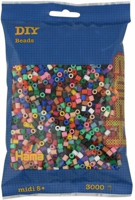 Malte Haaning Plastic A/S Hama  Bügelperlen Midi - Vollton Mix 3000 Perlen (22 F