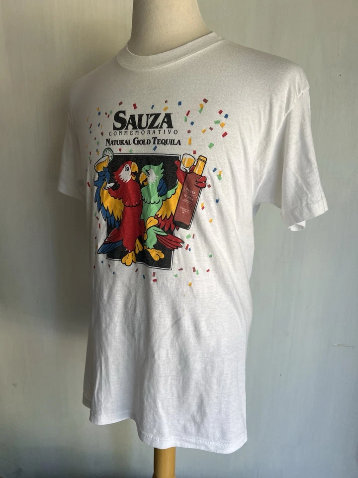 Camiseta SAUZA CONMEMORATIVA ORO NATURAL TEQUILA Oficial Vintage Años 80 Talla M/L Foto 3 de 4
