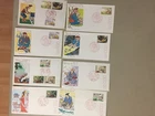 Eight Japan fdc.Each four same stamps diff pictures