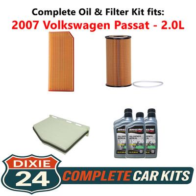 2007 Volkswagen Passat 2.0L Complete Oil, Air & Cabin Filter Kit (5W-30)