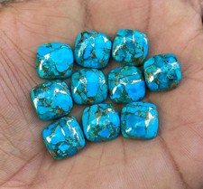 AAA Blue Copper Turquoise Cabochon Cushion Shape Loose Gemstone
