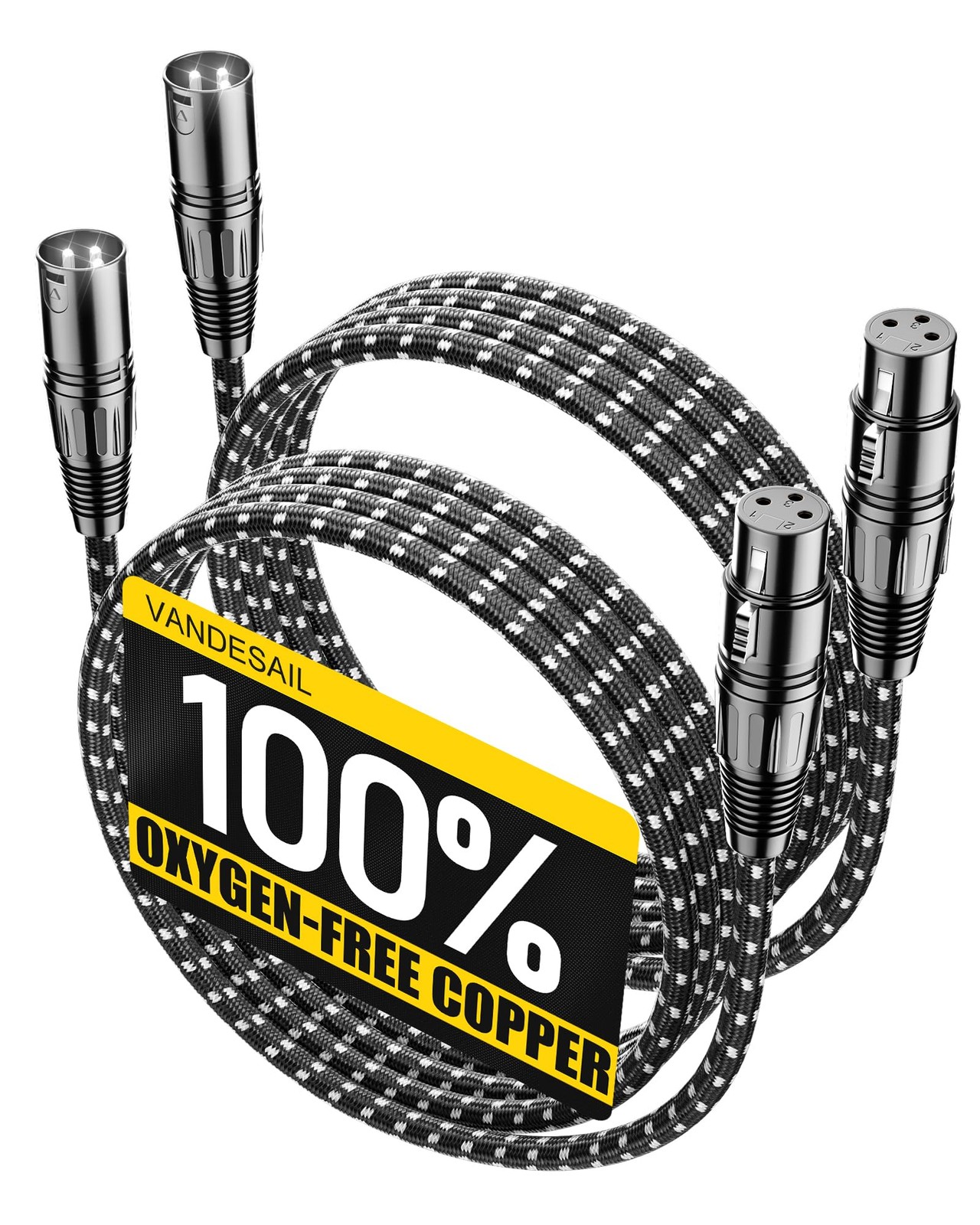 XLR Cables 6ft 2 Pack Microphone Cable,OFC Balanced Shielded