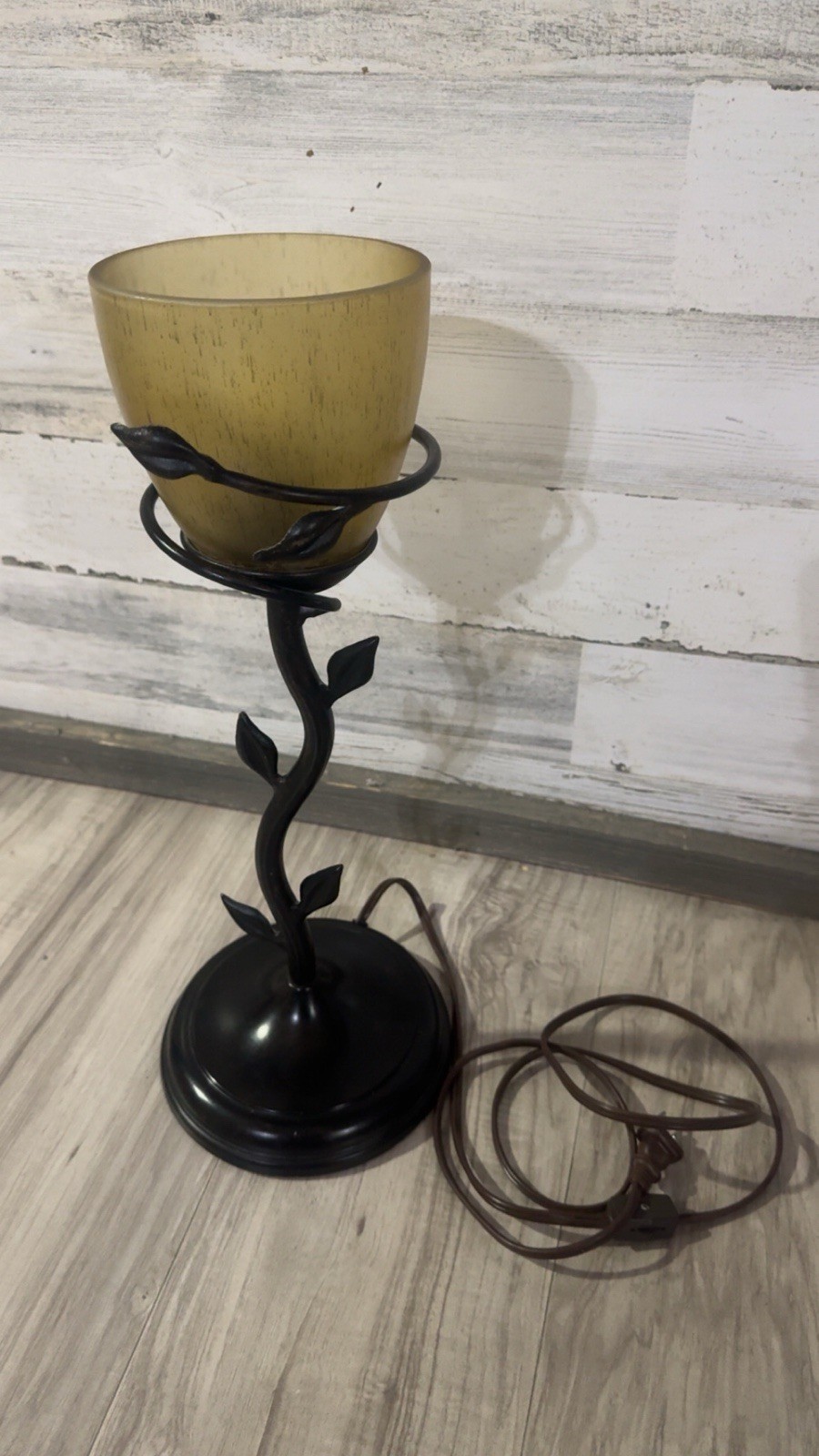 Metal Flower Black Lamp Vintage Antique
