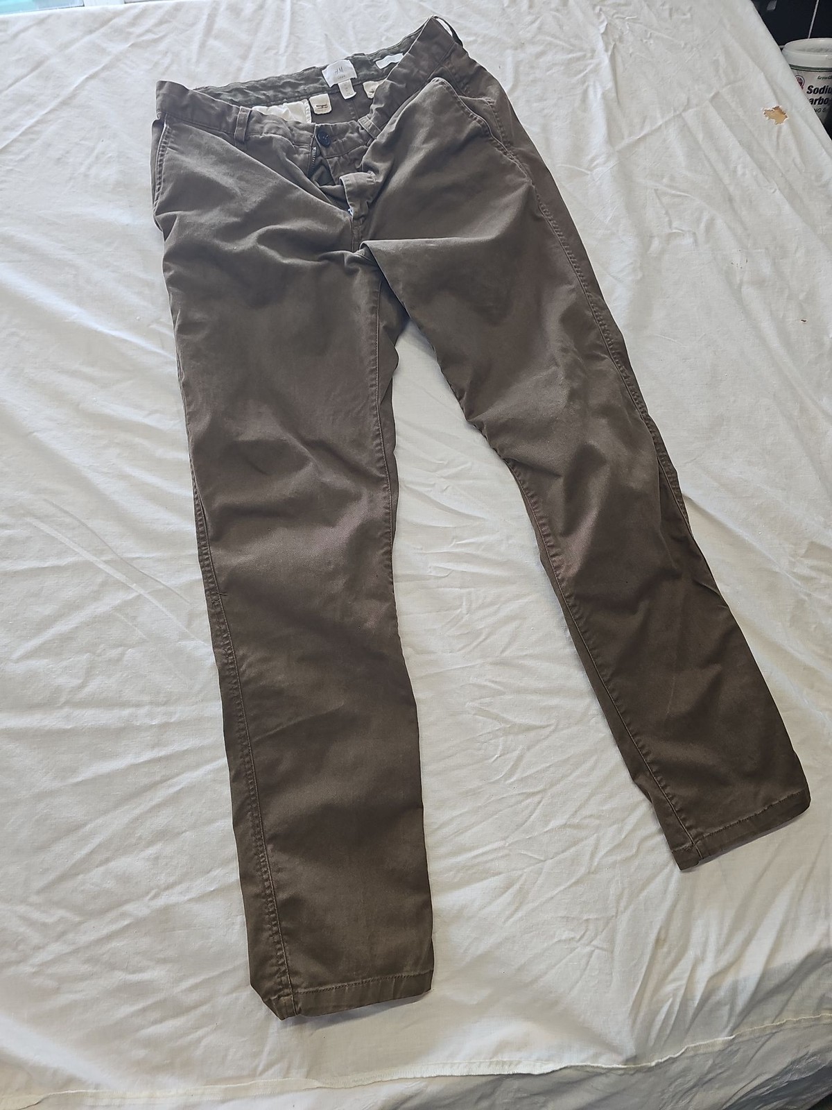 H&M L.O.G.G. Men's Skinny Fit Stretch Chinos - Olive Brown W31 XX1152 image 3