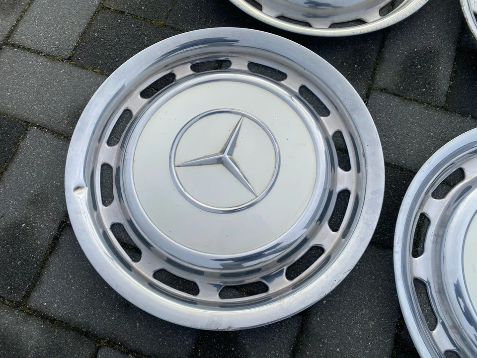 Mercedes W114 W115 W123 W116 W108 Chrom Rad Kappe Kappen 14 Zoll Classic Weiß - Bild 4 von 4