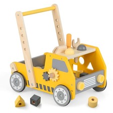 2-In-1 Montessori Wooden Baby Walker w/ Learning Activities Adjustable Speed