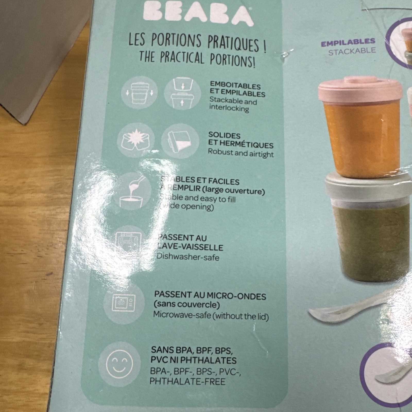 Beaba Stackable Clip Food Storage Jars Meal Set Storm 12 Piece