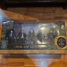 2003 Lord of the Rings There and Back Again 5 Action Figure Set 4" Bilbo Frodo
