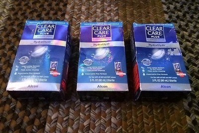 Lot Of 3 Clear Care Plus with Hydraglyde Starter Kit 3 fl oz Alcon Exp 12/26