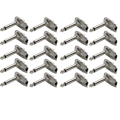 20x Lot Pancake 1/4'' Inch 6.3mm Right Angle 90 Degree Audio Mono Male Jack Plugs