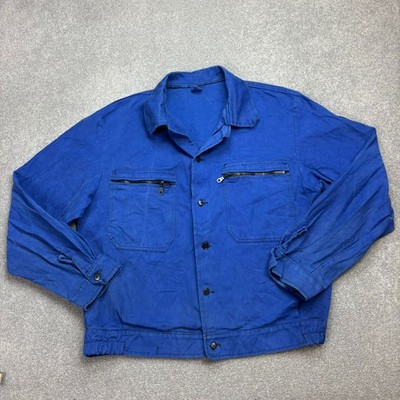 Französische Jacke Erwachsene mittelblau Vintage Canvas Hausarbeit Arbeitskle...