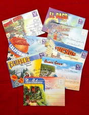 Vintage  Lot  (8) Fold Out Postcards 1943/1944