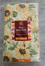 Seasonal Collection PEVA Fall Sunflower Tablecloth 52" x 90" NEW