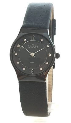 SKAGEN DENMARK DAMENUHR, CERAMIC, LEDER,  24 mm, 3ATM, 