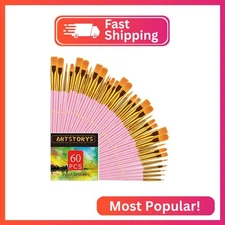 Paint Brushes Set, 60 Pcs Paint Brushes for Acrylic Painting, Oil Watercolor Acr
