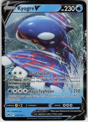Foil Kyogre V 037/159 Crown Zenith Ultra Rare NM