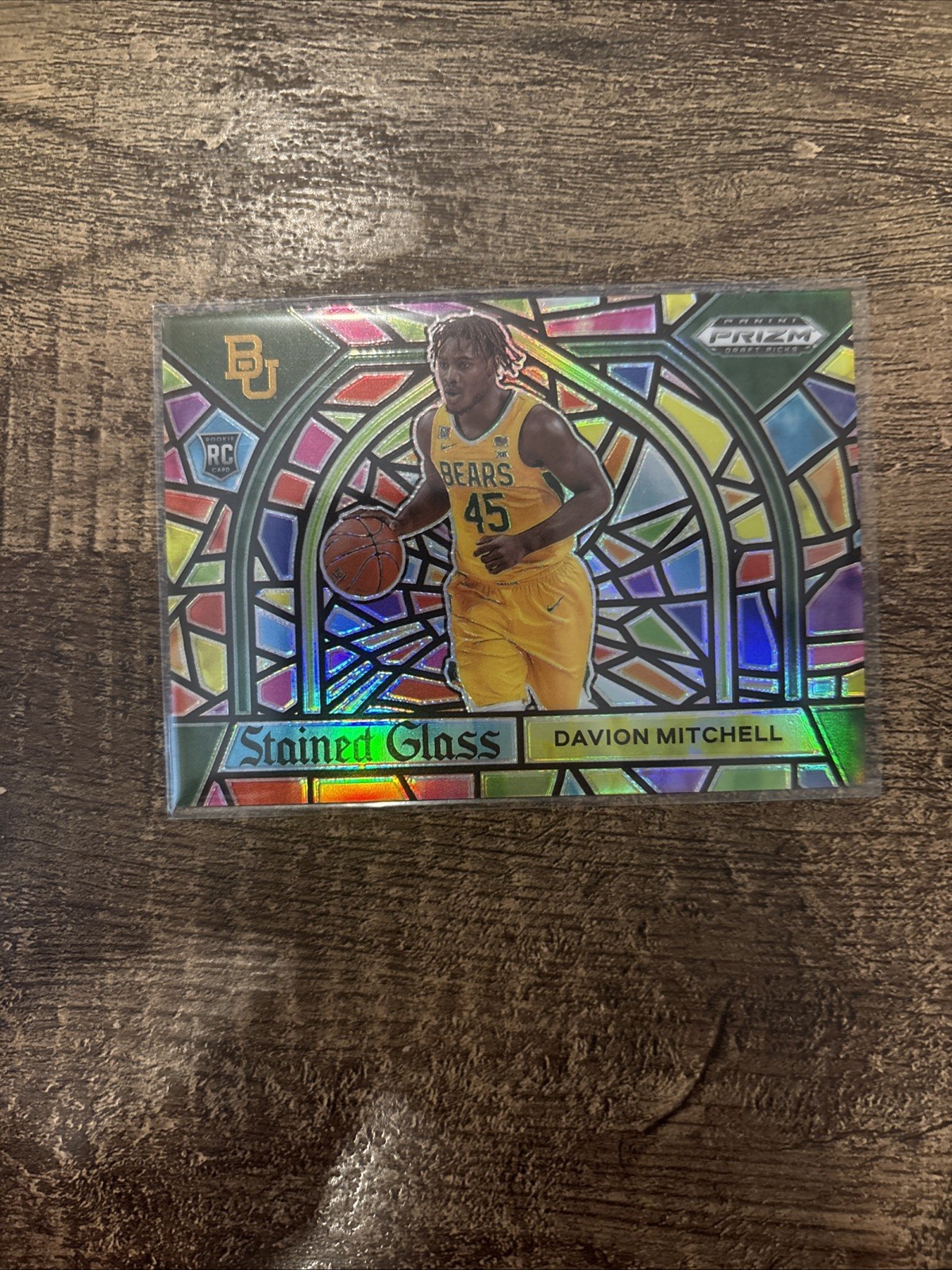 2021-22 Panini Prizm Draft Picks Davion Mitchell Stained Glass SSP RC. Case Hit!