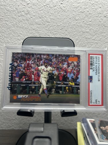 Topps 2023 Stadium Club Bryce Harper Orange Foil /199 #1 PSA 7 Phillies