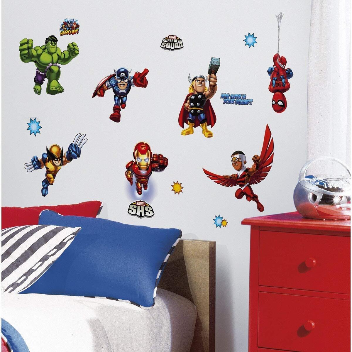 Marvel Superheroes Avengers Wall Decal Spider-man Captain America Iron Man  Hulk