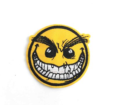smiley face emoji yellow emoticon - iron on applique/embroidered patch 2634