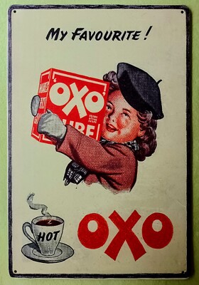 Blech- Metallschild- *OXO* Brühwürfel.. My Favorite! - Retro -20 x 30 cm- Neu