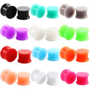 expander tunnels stretcher flesh plugs flexible silicone ear thin pair skin