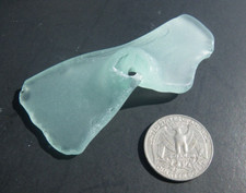 Sea Glass, Large Clear/Green with a Hole, Maybe a Sinker