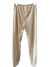 Vtg Shadowline Long Petti Pants LINED WARM Slip Pant Liner Ivory Nylon Lace M
