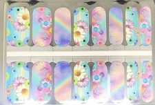 Color Nail Polish Strips, 16ct. Daisies And Rainbows READ DESCRIPTION BELOW