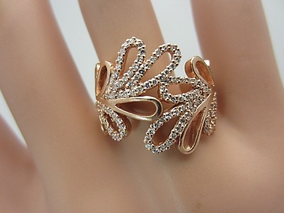 Neu 14K Rotgold Diamant Floral Design Ring 0,50 ct