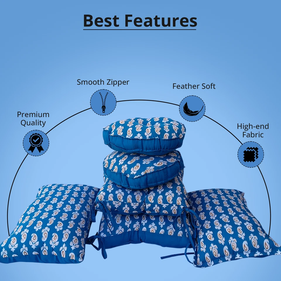 Premium Decorative Floor Cushion Set of 6 - Soft & Comfortable Pillows multi siz - Image 4 of 4